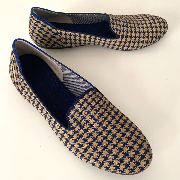 ROTHY'S Sapphire Camel Houndstooth Loafer Flat Slip On Round Toe Brown Blue 12 - Picture 6 of 10